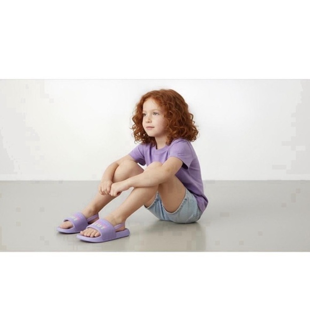Juicy Couture Kids Lilac Purple Slides Sandals With Rainbow Logo Slingback